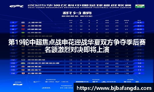 第19轮中超焦点战申花迎战华夏双方争夺季后赛名额激烈对决即将上演